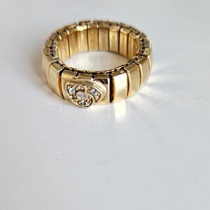Nomination stretch gold tone ring with flower